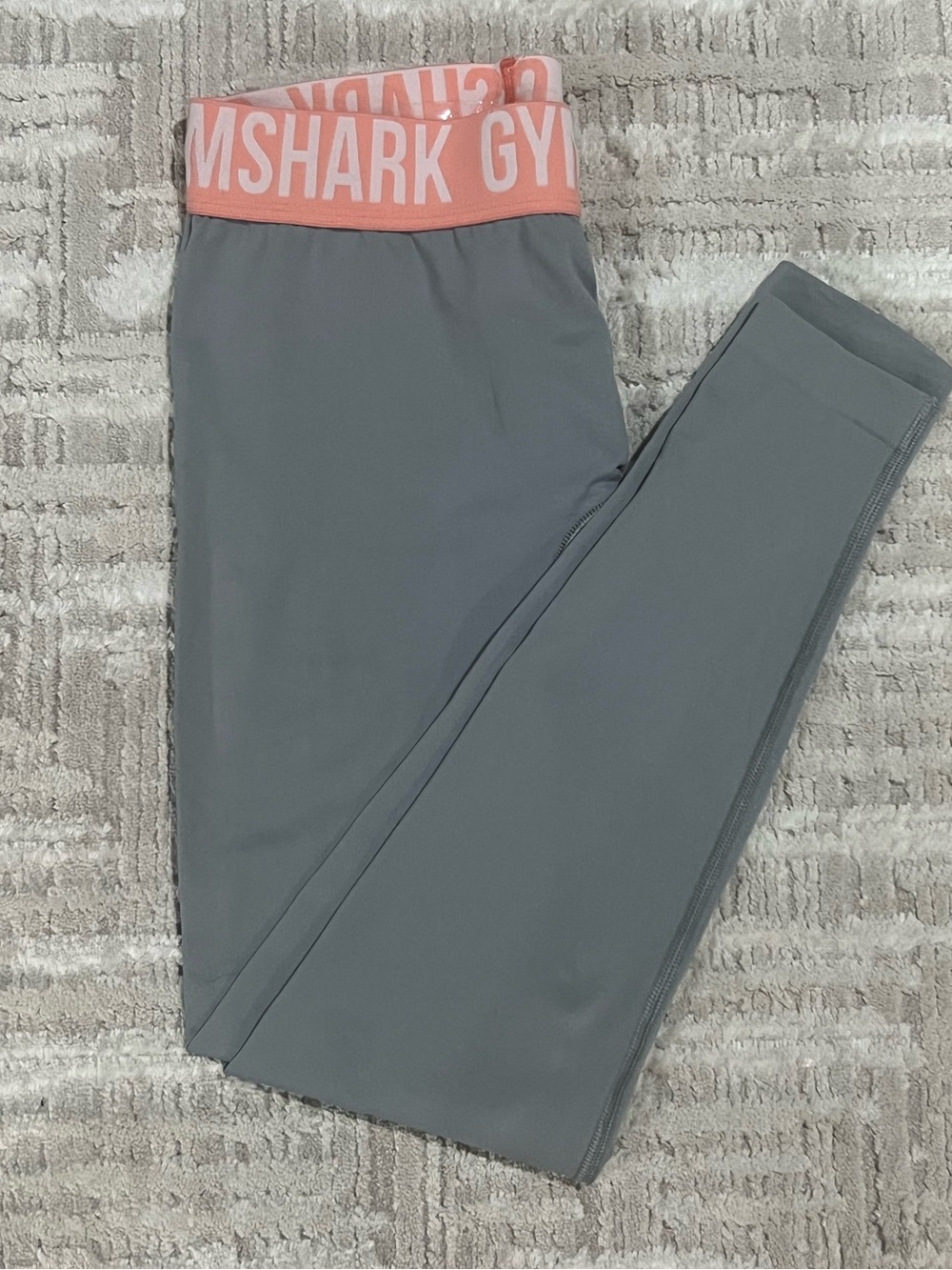 Gymshark Peach Waist Band Gray leggings Pristine Condition Sz Small